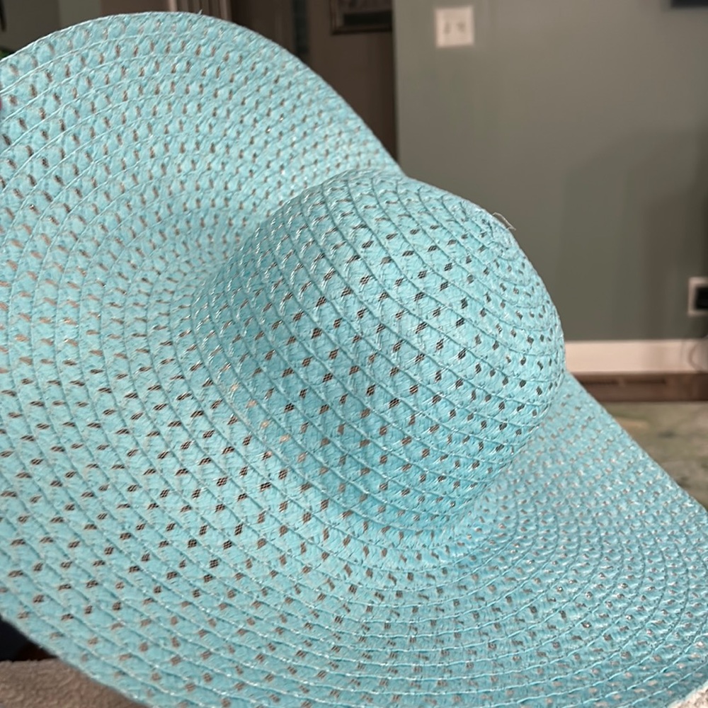 Sun Hat - Baby Pastel Blue Straw Sun Hat Size OS